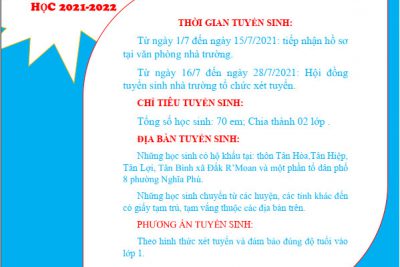 Trường TH&THCS Phan Đình Giót thông báo kế hoạch tuyển sinh năm học 2021-2022 và Quyết định 675/QĐ-UBND về danh mục sách giáo khoa lớp 2, lớp 6 năm học 2021-2022